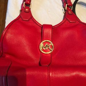 Michael Kors Red Shoulder Tote Purse